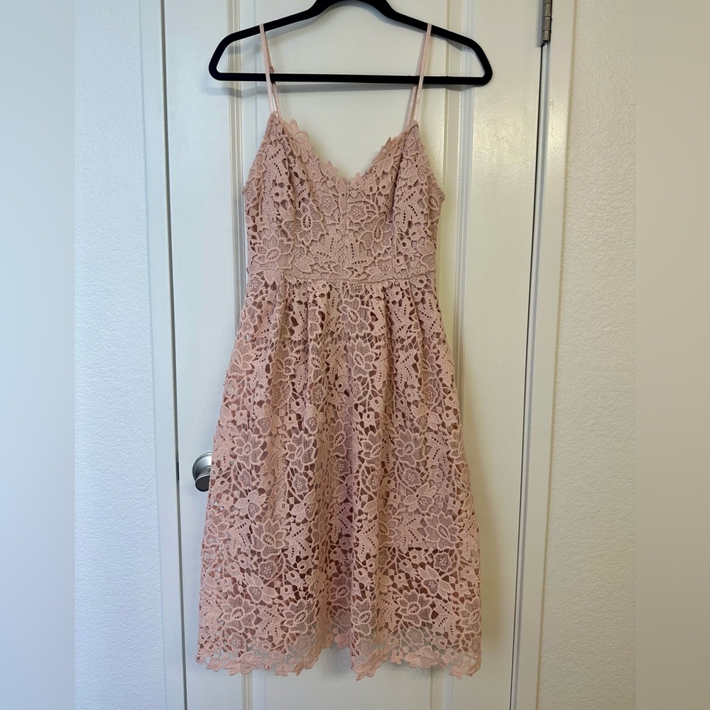 Pink Lace Midi Dress
